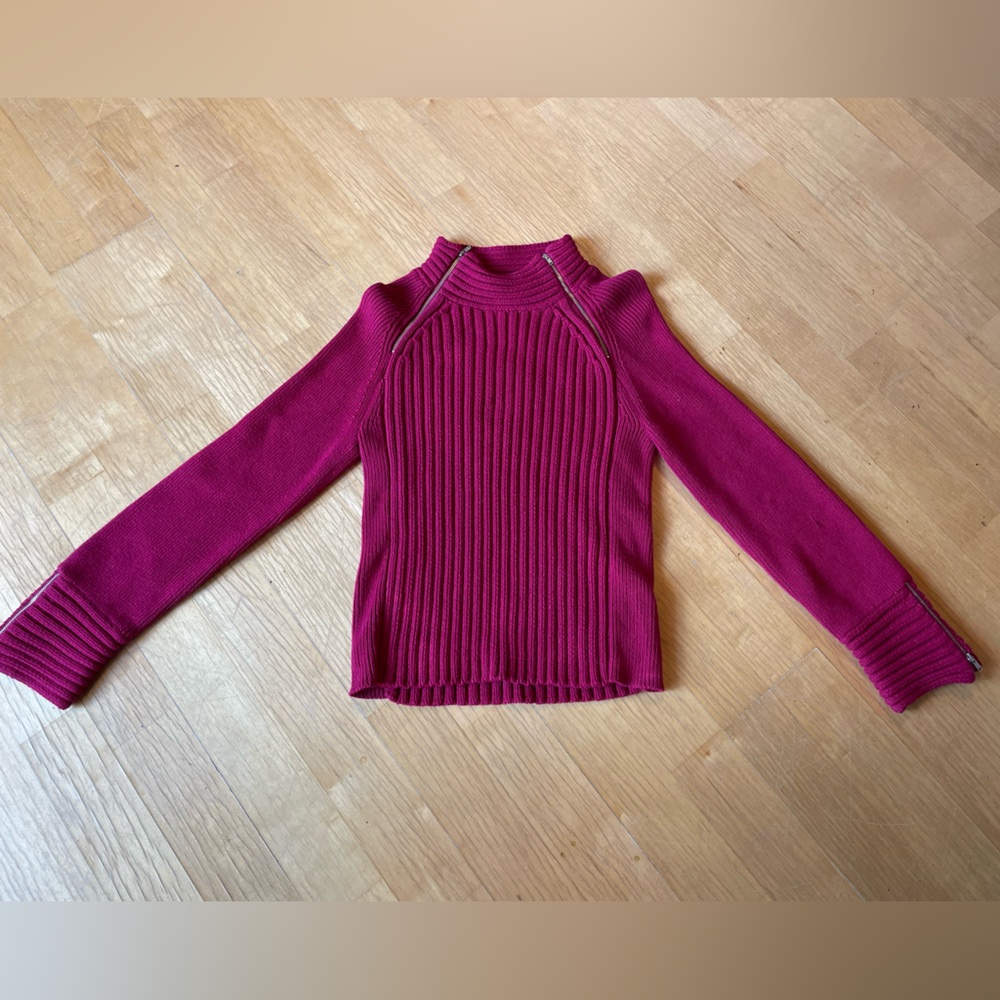 4/ $20 twiggy LONDON Ribbed High Neck Sweater - Magenta